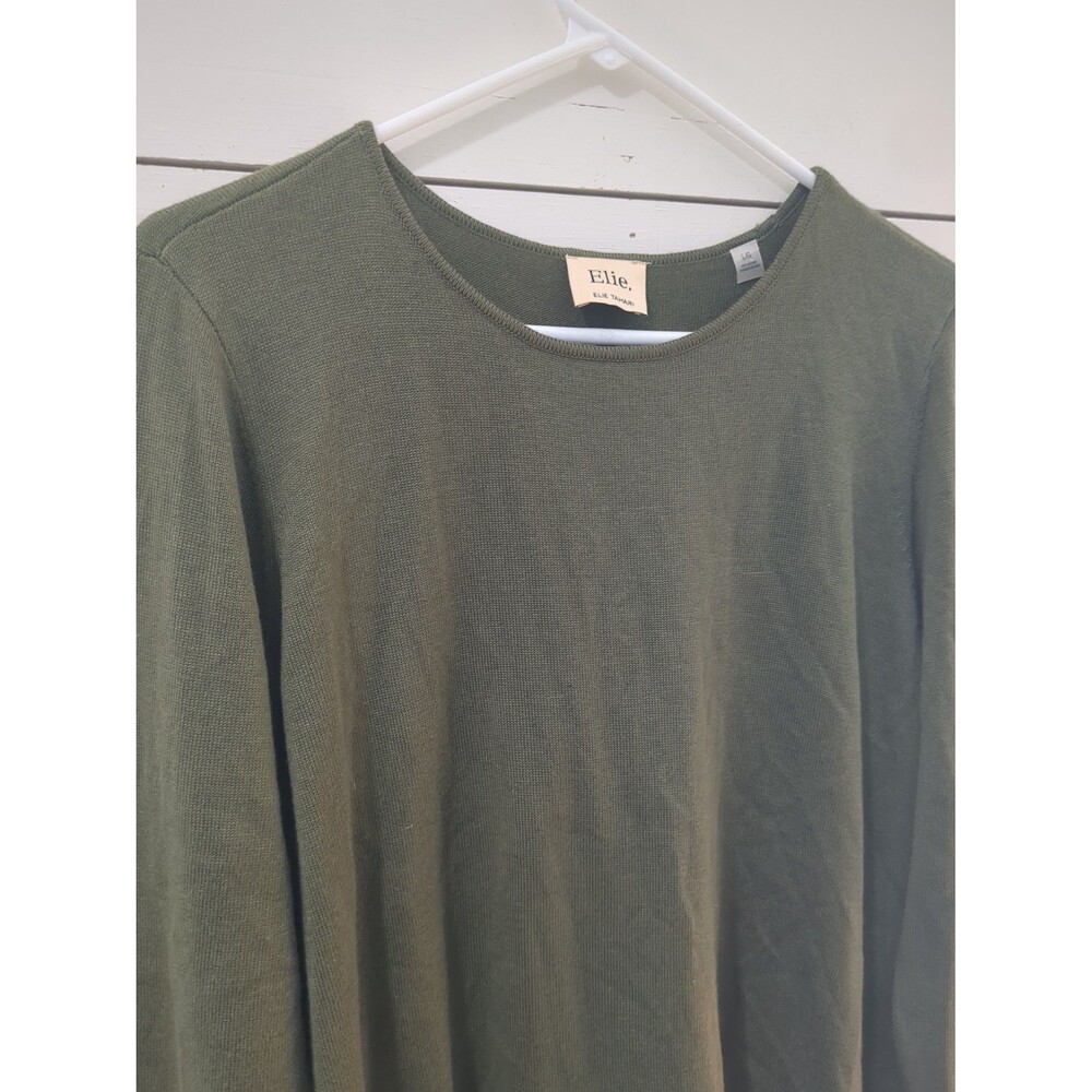 Elie Tahari L cashmere blend green tunic sweater fall winter boho coastal